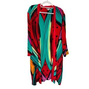 Yolanda Lorente hand painted silk open front‎ cardigan duster